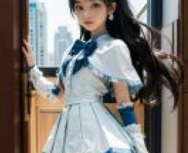 手機桌布，雪城穗乃香 (Honoka Yukishiro)，寫實，門前的女孩頭上戴著蝴蝶結。