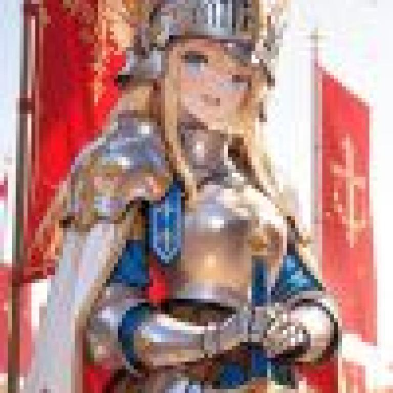 parallel，Blue and gold armor on a girl.