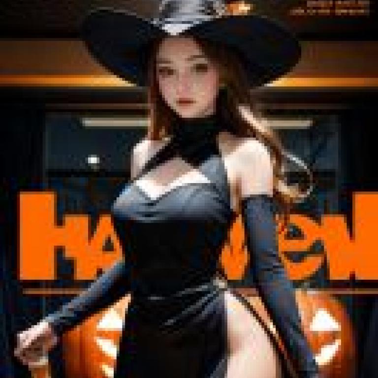 Halloween beer，A poster for Halloween shows a girl wearing a witchs costume.