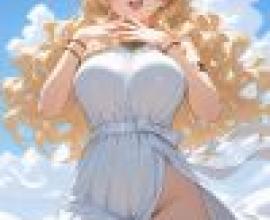 可愛的女孩，金髮白裙的動漫女性角色。