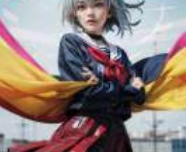 sora ginko，The Ryuo Work Is Never Done，a girl with blue hair holding a cape in front
