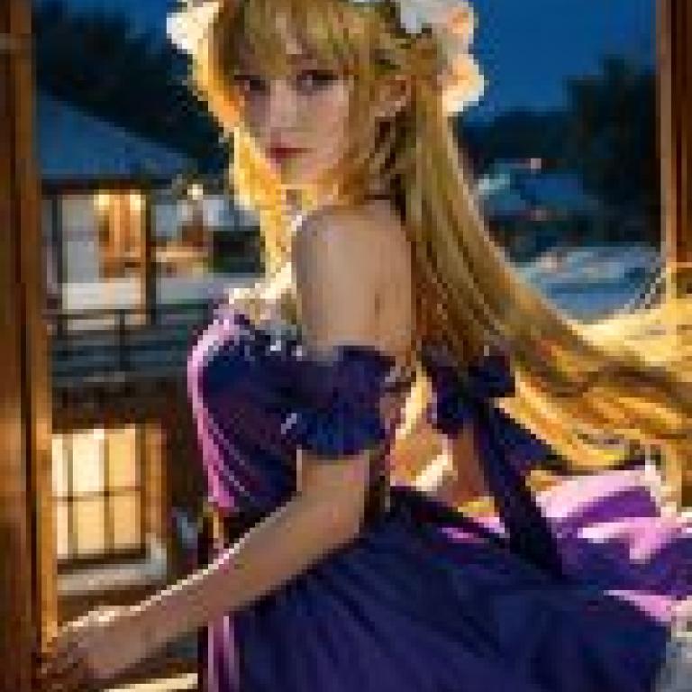 手機桌布，Yukari Yakumo 八雲 紫 東方，寫實，身穿藍色洋裝、戴著蝴蝶結的動漫女孩。