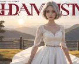 Computer wallpaper， magazine cover photo of white-haired beauty， real person， silver-haired wonderland