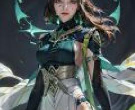 Nefer Genshin Impact，Female anime character in black and green dress.