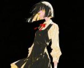 Japanese JK silhouette，A woman with long hair and bangs.