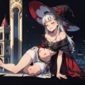 魔法女孩，一位手持掃帚的白女巫。