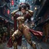 Samurai science fiction， beauty warrior， sword and cloak