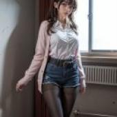 Fujino Mitsuki Zombie no Afureta Sekai de Ore dake ga OsowarenaiA woman posing in a room.