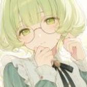 A beautiful dream on the green grass，A woman in glasses and bow tie looks down.
