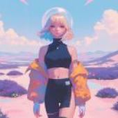 Technology and DoomsdayA woman with blonde hair and an astronaut suit standing in a field.