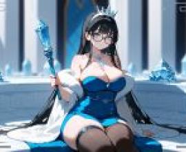 The Ice Queen，戴著皇冠的藍衣女孩。