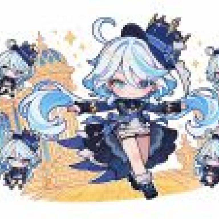 chibi，a princess with blue hair.