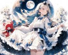 Black Lolita Fashion，The woman is holding a bear.