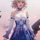 斯凱勒·達文波特，一位有著金色長髮和藍色套裝的女孩。