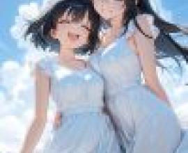 vitality，Two anime women in white dresses.
