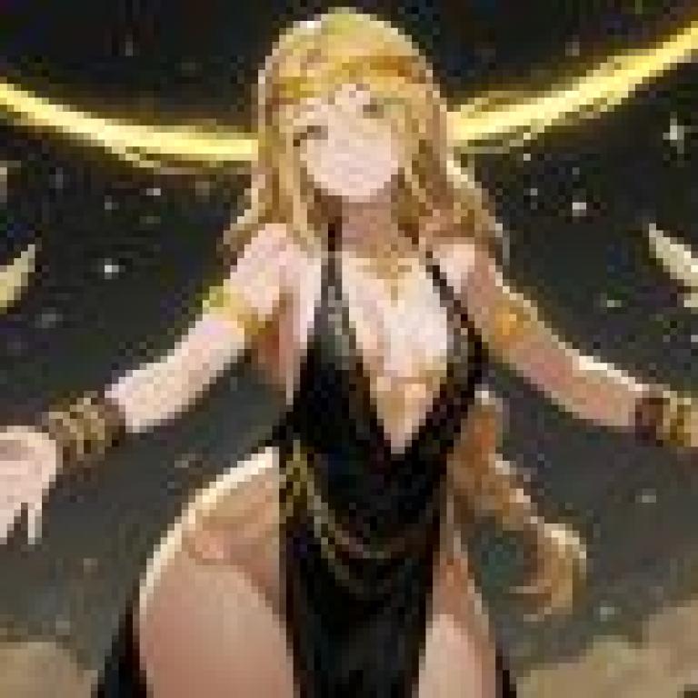 girls，A blonde woman with golden wings holding her hands out.