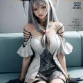 Sublimation Skadi Arknights，A girl in a spiderman costume sits on a couch.