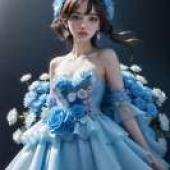 JAY 藍色花朵連身裙，一款藍色連身裙款式。