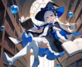 調皮魔法女孩，一位正在讀書的卡通女巫。