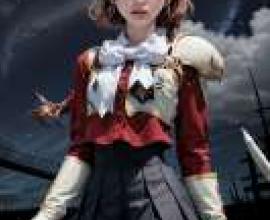 獅堂光  魔法騎士雷阿斯 Hikaru_Shidou，A girl in a red and white outfit with brown 