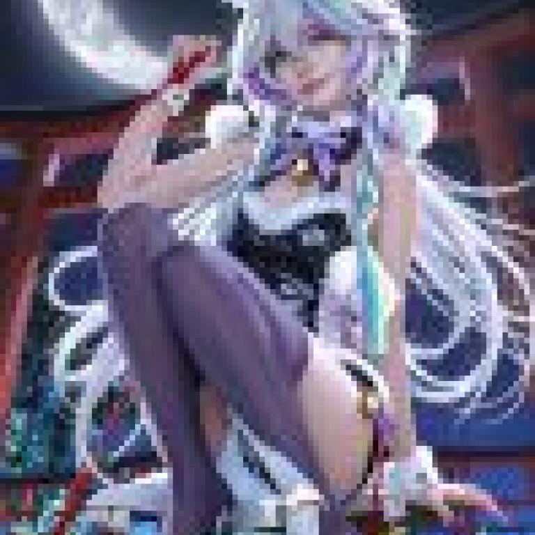 Beautiful Fantasy，A bunny cosplay girl is sitting on a stand.