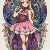 saint flying feather butterfly angel Pretty Cure，A girl with a pink bow.