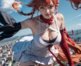 昌利，呼嘯海中的融合自然諧振器，一個紅頭髮灰裙子的女孩。