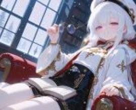 The Mysterious Castle Mistress，A girl in a white dress is wearing a crown and glasses.