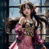 手機桌布，Risa Matoba， Cinderella Girls，寫實，一棟建築前，有一個留著瀏海、穿著圓點襯衫的女孩。