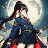 Schoolgirl Demons，A girl with long hair in blue uniform.