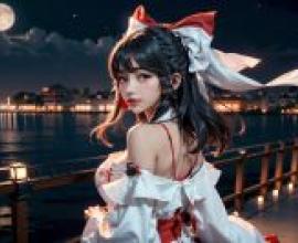 真人美女，東方Project，博麗靈夢，日本巫女，真人版，「碼頭月夜幻」