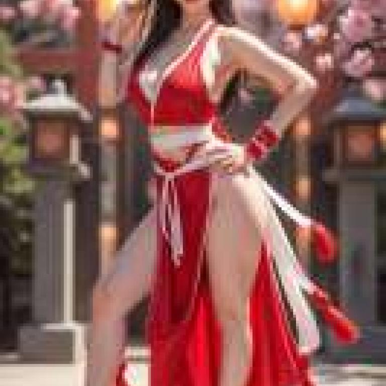 Shiranui Mai， 不知火舞，Model with long red hair in the foreground.