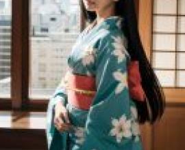 Araragi Tsukihi， Monogatari Series，A woman in Japanese dress.