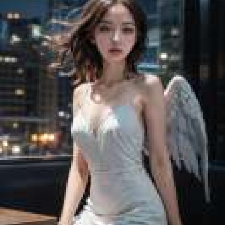 Angelic Phantoms in the City，A woman poses with wings behind her.
