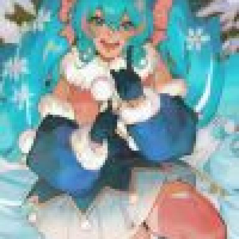 初音未來，身穿藍色衣服、頭戴蝴蝶結的動漫女孩。