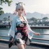電腦桌布，神里綾華，Kamisato Ayaka，原神，Genshin，真人版，中國古韻浴衣舞
