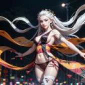 The blade of ghosts swims Guo， live -action version， fallen Ji Ji， city night cherry: night walking white hair goddess