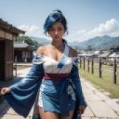 Blue and White Kimono -Free Paper Files Download