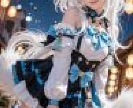 魔法回憶，一位女士戴著貓耳朵，穿著連身裙。
