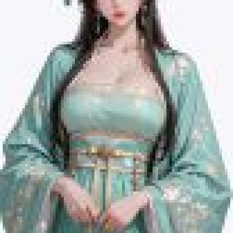 女孩們，長髮女士，穿著藍色長袖連身裙。