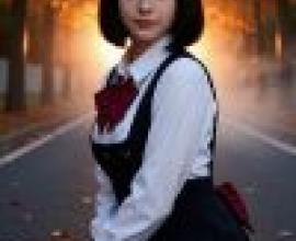 Beautiful Fantasy，Model with black hair wearing red bow.