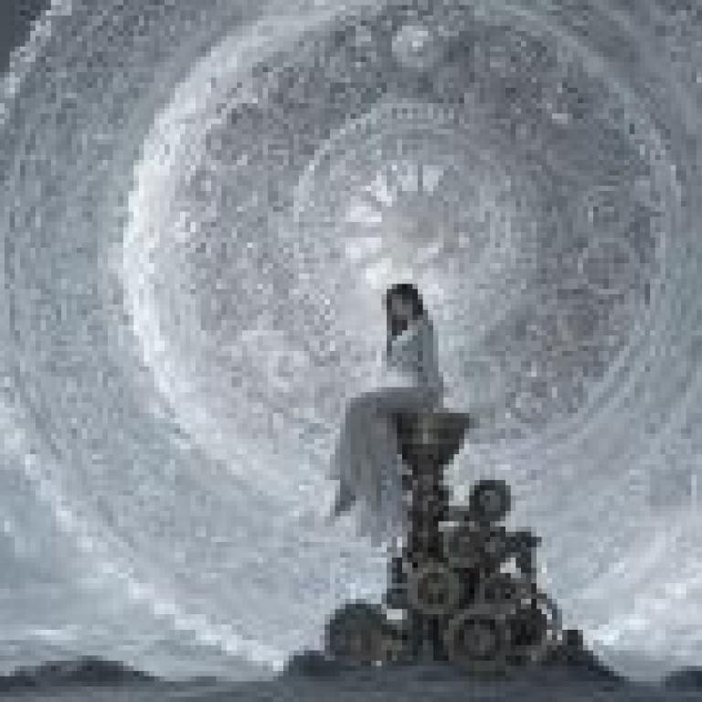 Time Palace，Girl on mechanical structure.