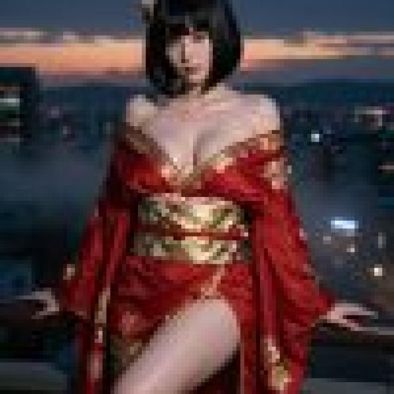 女孩們，一位身著日式服裝的年輕女子。