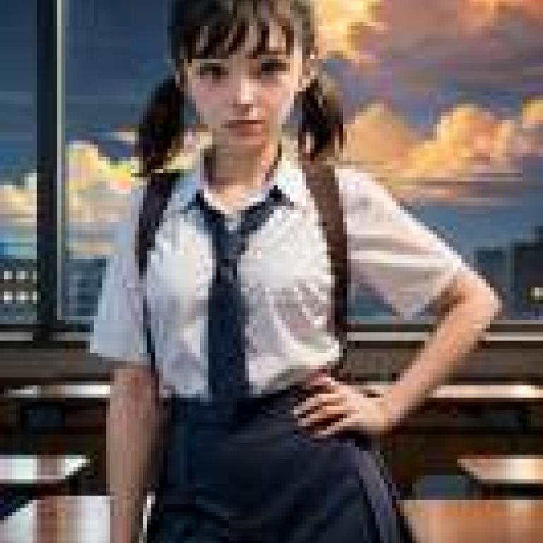 Shizuka Minamoto 源靜香，A girl with pigtails and blue skirt.