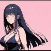 鳴人 日向雛田 一張長著藍色長髮的女性動畫圖片。