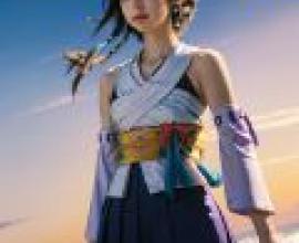 Yuna，FFX，封面上的模特兒為藍色和黃色。