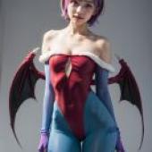 Lilith Aensland DarkstalkersA girl with purple hair and a red cape.