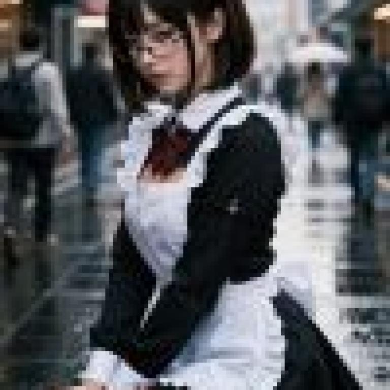 Street beauties，Girl is wearing glasses and red bow in her hair.