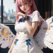 手機桌布，聖園彌香 Misono Mika Blue Archive 蔚藍檔案，寫實，美麗飛羽