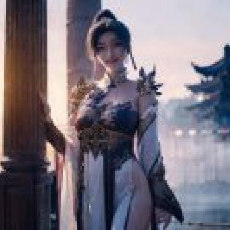 永恆的瘋狂皇帝，凌梅爾，一個穿著戲服的女孩站在建築物附近。